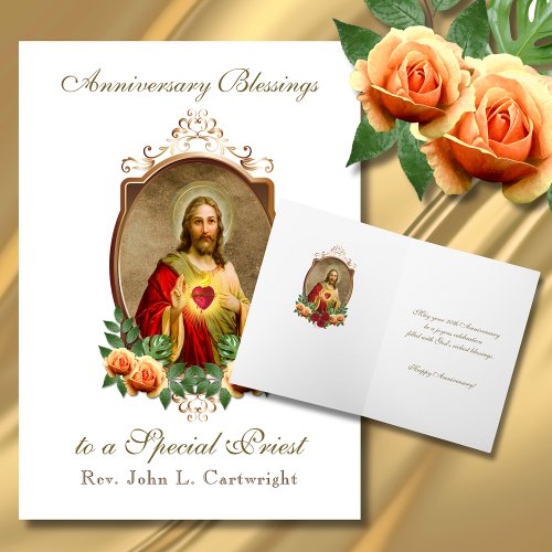 Priest Anniversary Ordination Sacred Heart Jesus Card