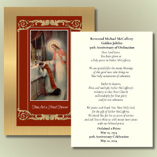 Priest Anniversary Remembrance Prayer Card