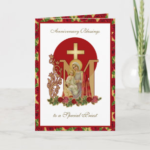Priest Birthday Blessings Celebration Virgin Mary  Card