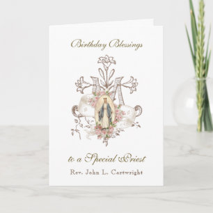 Priest Birthday Blessings Celebration Virgin Mary Card