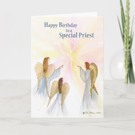 Priest Birthday, Religious Angels Card