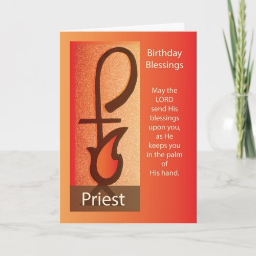 Priest Birthday Shepherd Staff  Flame Religious Card