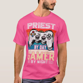 Priest by day gamer by night video gaming fans Ret T-Shirt