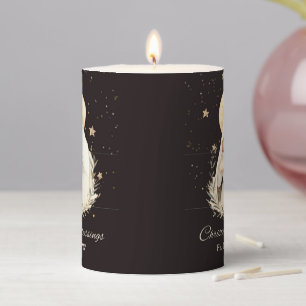 Priest Christmas Blessings Madonna Child Black Pillar Candle