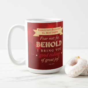 Priest Christmas Blessings Red, Gold Stars Coffee Mug