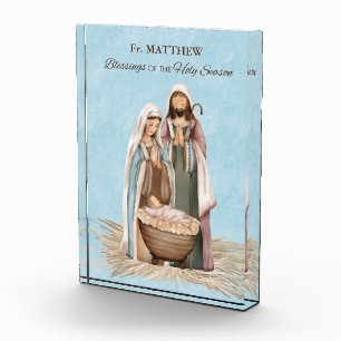 Priest Christmas Blessings Thanks Nativity Scene Acrylic Award