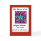Priest Christmas Star Blue on Red Background