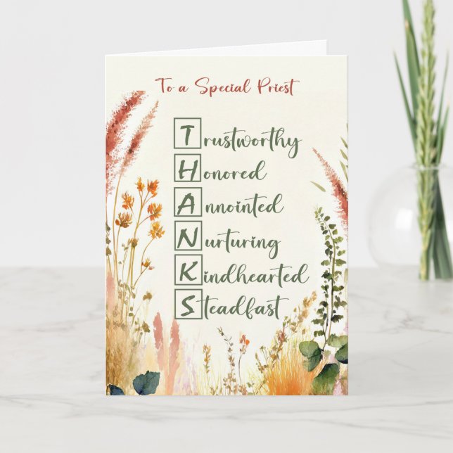 Priest Clergy Appreciation Day Thanks Acrostic Card (Front)