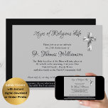 Priest Deacon 25th Ordination Anniversary Silver Invitation<br><div class="desc">Elegant Priest, Deacon, Pastor, Minister, Bishop or other clergy Ordination Anniversary invitation with template text fields for you to add a Bible quote, verse, scripture. For matching event items, custom edits contact Designer LeahG. To use this for another number of years Ordained, change the background color and simply edit the...</div>