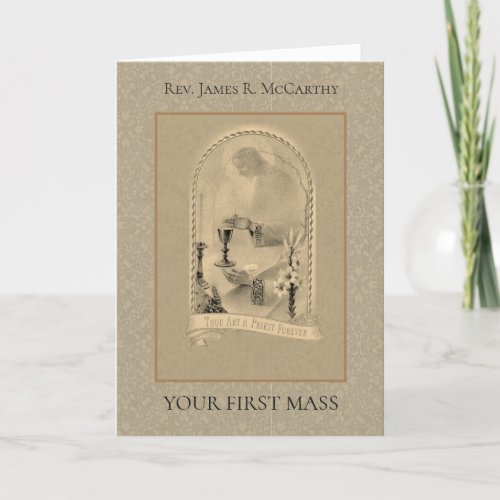 PRIEST FIRST MASS CHALICE HOST ORDINATION CARD
