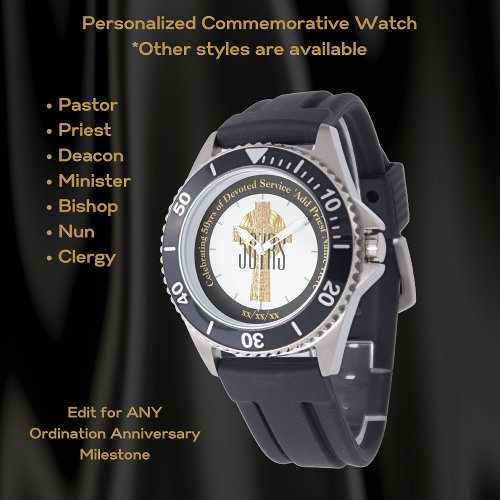 Priest Gift Ordination Anniversary Sporty Custom Watch