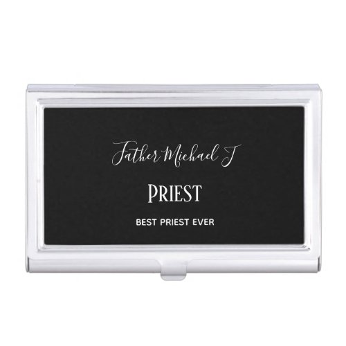 PRIEST GIFTS _ personalized Classic Black White Business Card Case