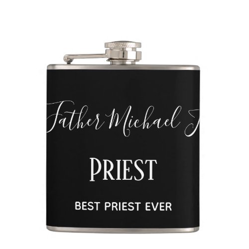 PRIEST GIFTS _ personalized Classic Black White Flask