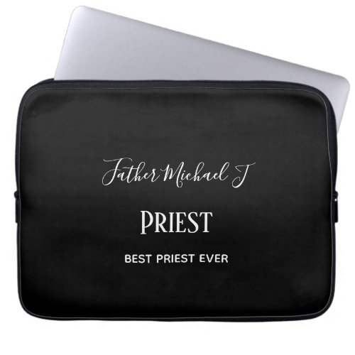 PRIEST GIFTS _ personalized Classic Black White Laptop Sleeve