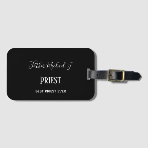 PRIEST GIFTS _ personalized Classic Black White Luggage Tag