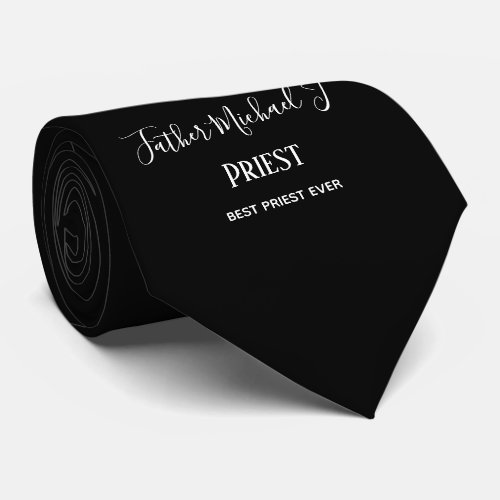 PRIEST GIFTS _ personalized Classic Black White Neck Tie