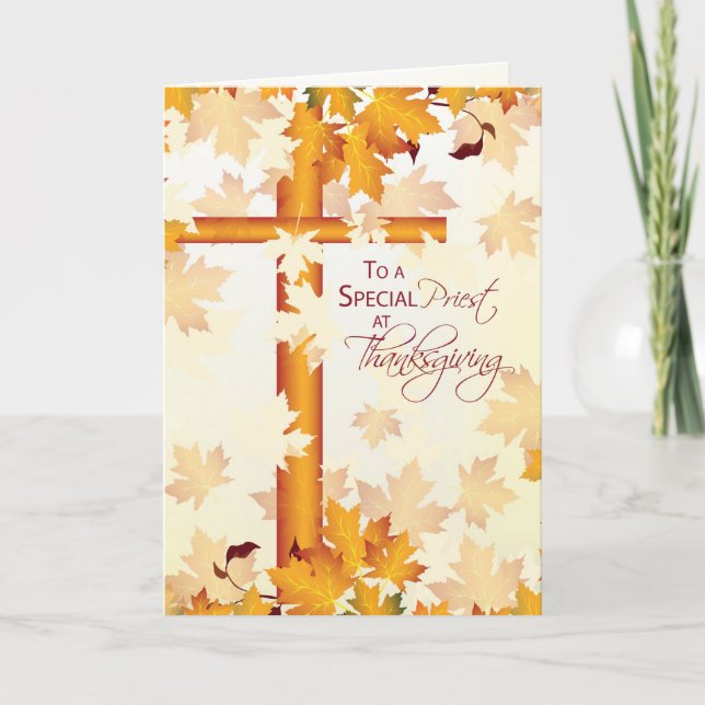 Priest Happy Thanksgiving, Catholic Holiday Card (Front)