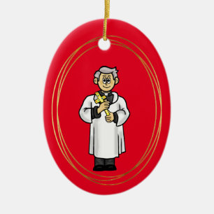 Priest Holding a Cross Christmas Ornament