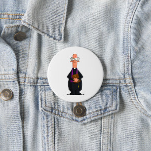 Priest Holding Bible IFunny Clergy Character Button
