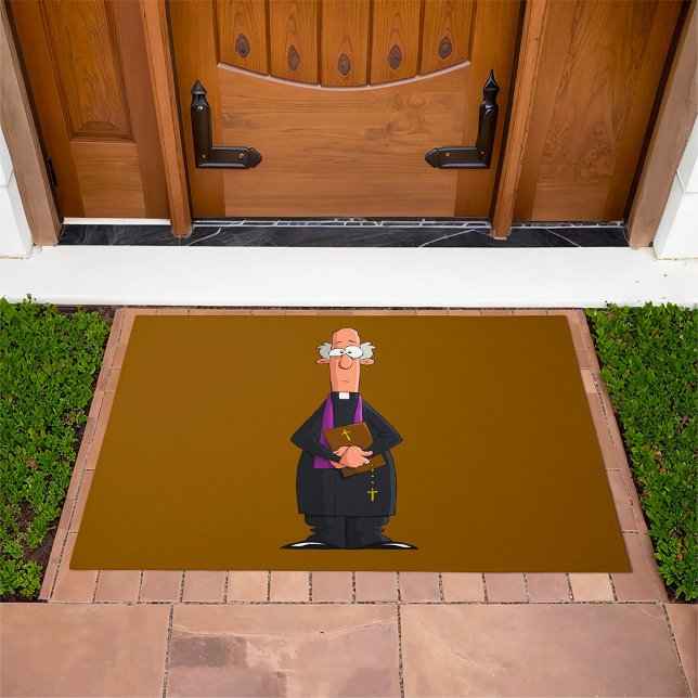 Priest Holding Bible IFunny Clergy Character Doormat (Creator Uploaded)
