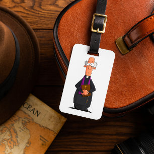 Priest Holding Bible IFunny Clergy Character Luggage Tag