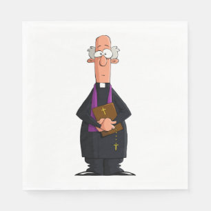 Priest Holding Bible IFunny Clergy Character Napkins