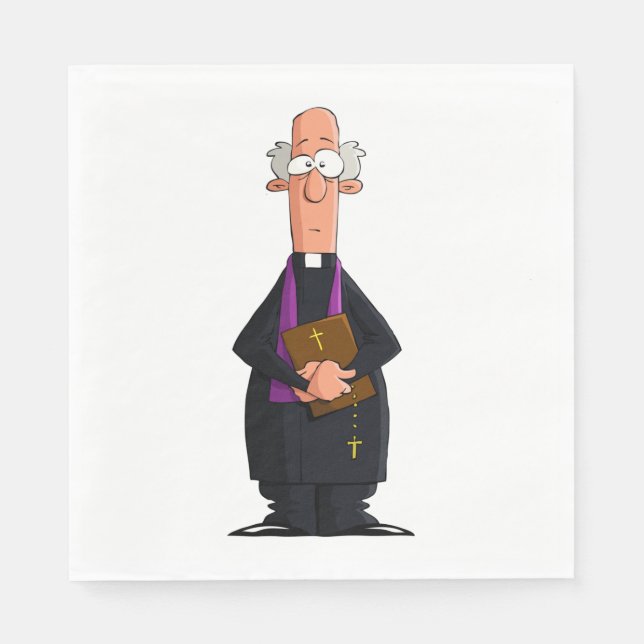 Priest Holding Bible IFunny Clergy Character Napkins (Front)