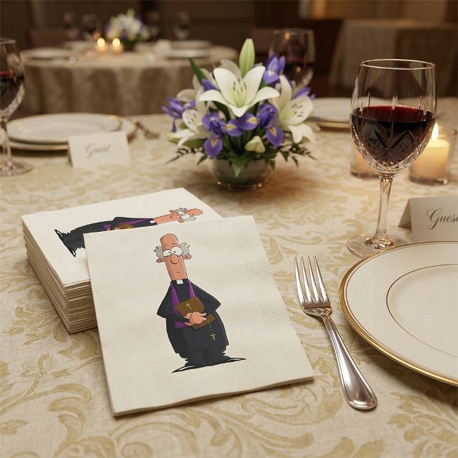 Priest Holding Bible IFunny Clergy Character Napkins (Creator Uploaded)