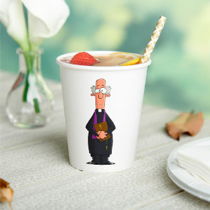 Priest Holding Bible IFunny Clergy Character Paper Cups