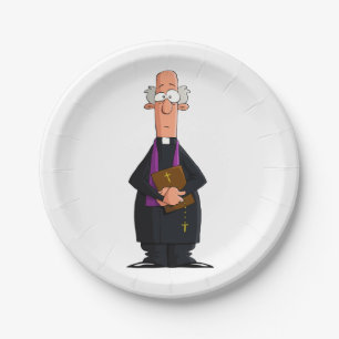 Priest Holding Bible IFunny Clergy Character Paper Plates