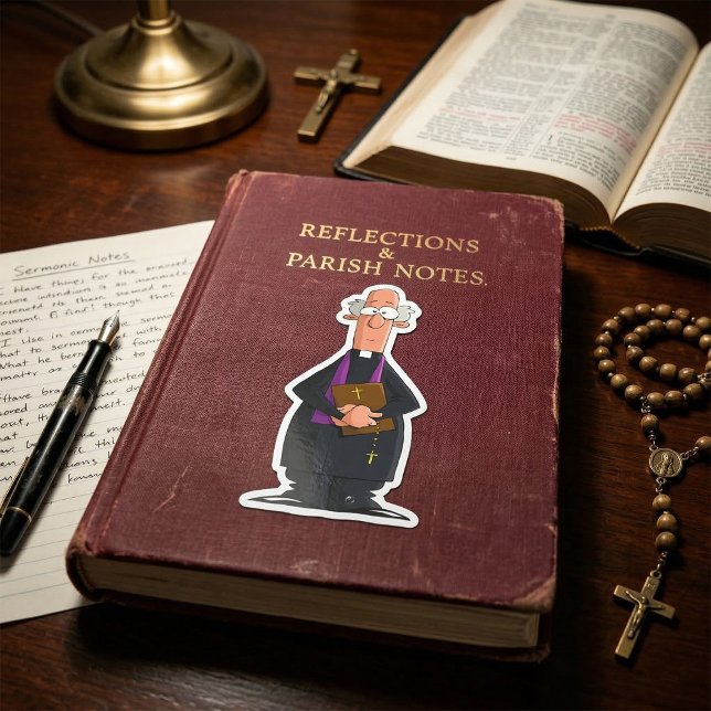 Priest Holding Bible IFunny Clergy Character Square Sticker (Creator Uploaded)