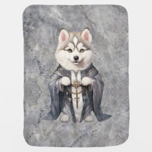 Priest King Siberian Husky Dog Baby Blanket