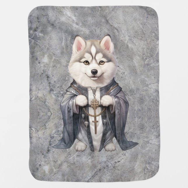Priest King Siberian Husky Dog Baby Blanket (Front)