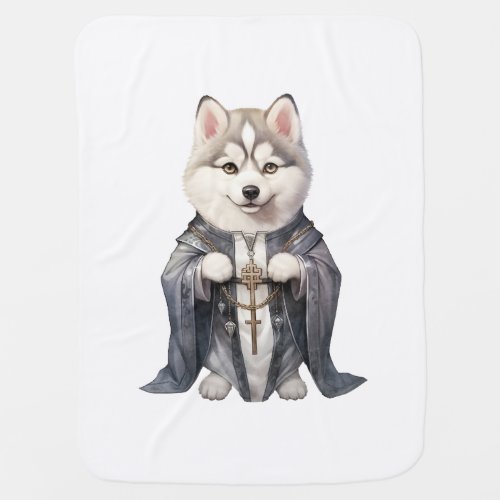 Priest King Siberian Husky Dog Baby Blanket