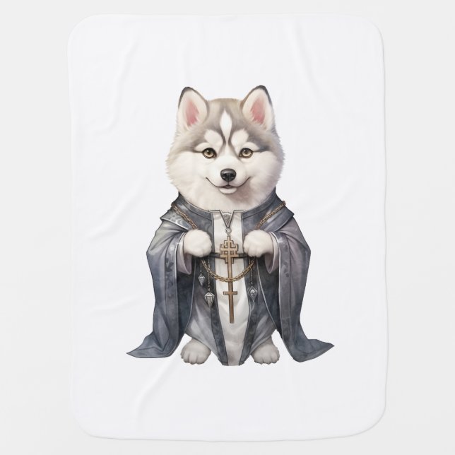 Priest King Siberian Husky Dog Baby Blanket (Front)
