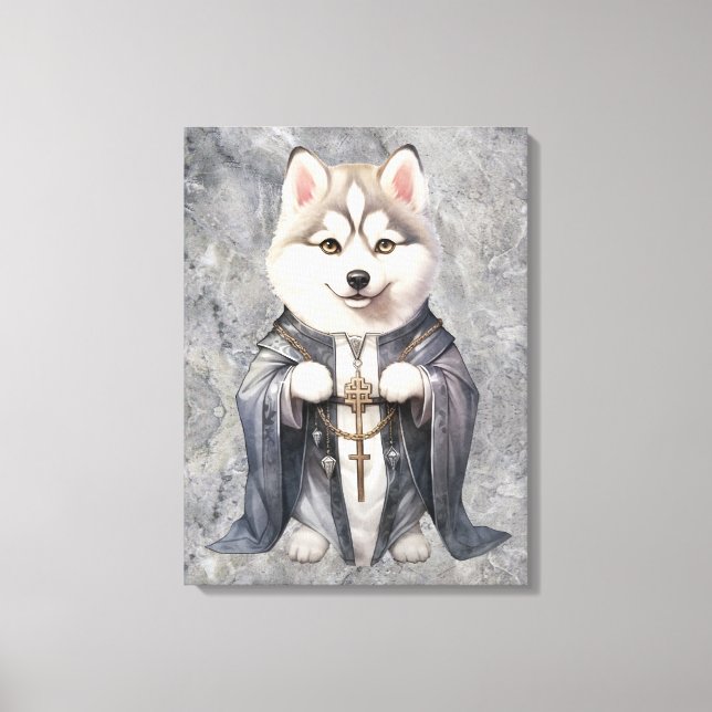 Priest King Siberian Husky Dog Canvas Print (Front)