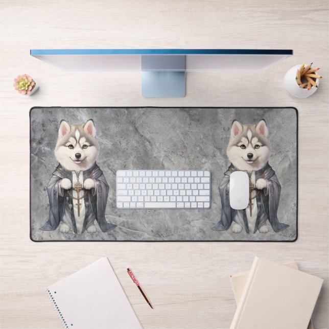 Priest King Siberian Husky Dog Desk Mat (Office 1)