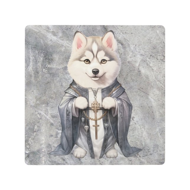 Priest King Siberian Husky Dog Metal Print (Front)
