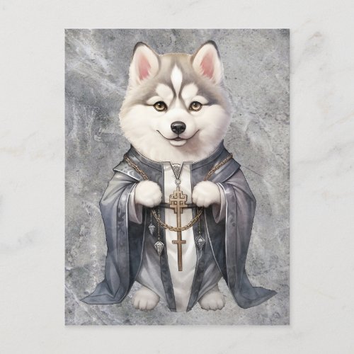 Priest King Siberian Husky Dog Postcard