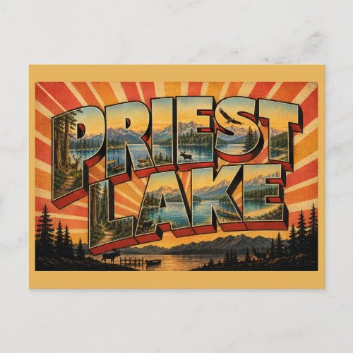 Priest Lake Idaho Alpine Lake Forest Art Postcard