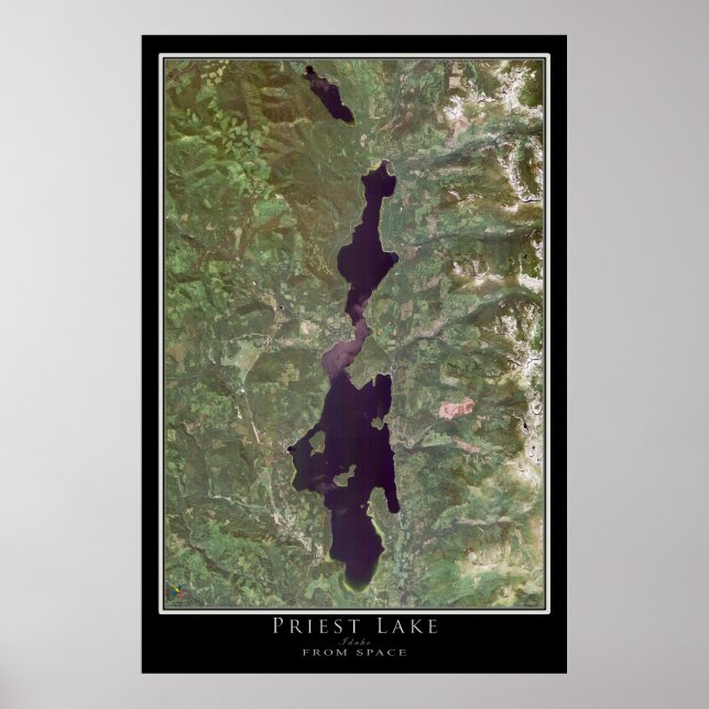 Priest Lake Idaho Satellite Poster Map (Front)
