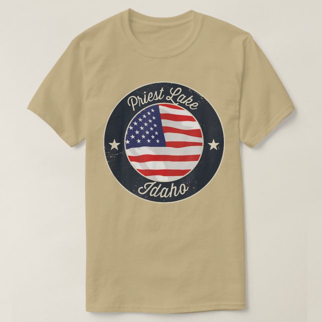 Priest Lake - Patriotic Idaho Souvenir T-Shirt (Design Front)
