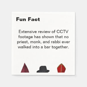 Priest Monk Rabbi Hats Fun Fact Cocktail Napkins