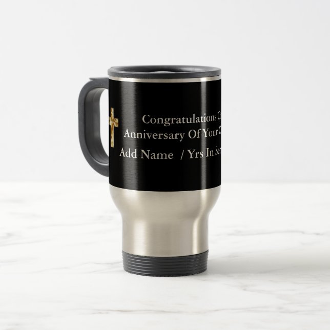 Priest Nun Ordination Anniversary Birthday Travel Mug (Front Left)