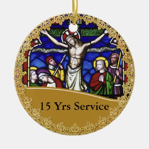 Priest Ordination 15th Anniversary Stained Glass Ceramic Ornament