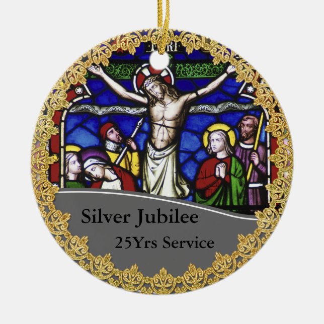 Priest Ordination 25th Anniversary Commemorative Ceramic Ornament (Front)