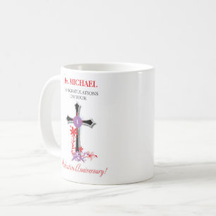 Priest Ordination Anniversary Black Cross Coffee Mug