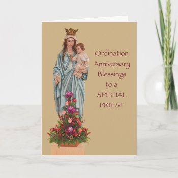 Priest Ordination Anniversary Blessings Mary Card by Religious_SandraRose at Zazzle