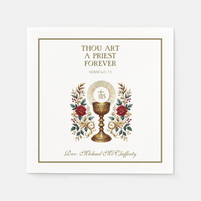 Priest Ordination Anniversary Chalice Host Scriptu Napkins (Front)