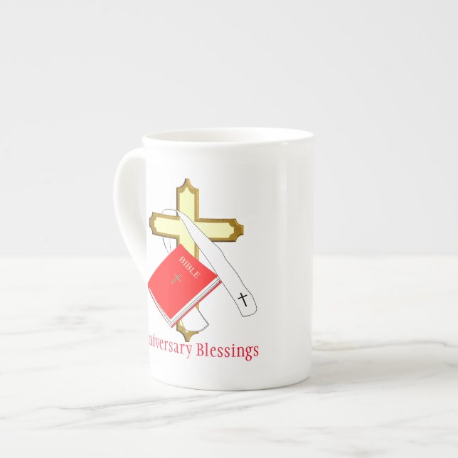 Priest Ordination Anniversary Gift Bone China Mug (Front Left)